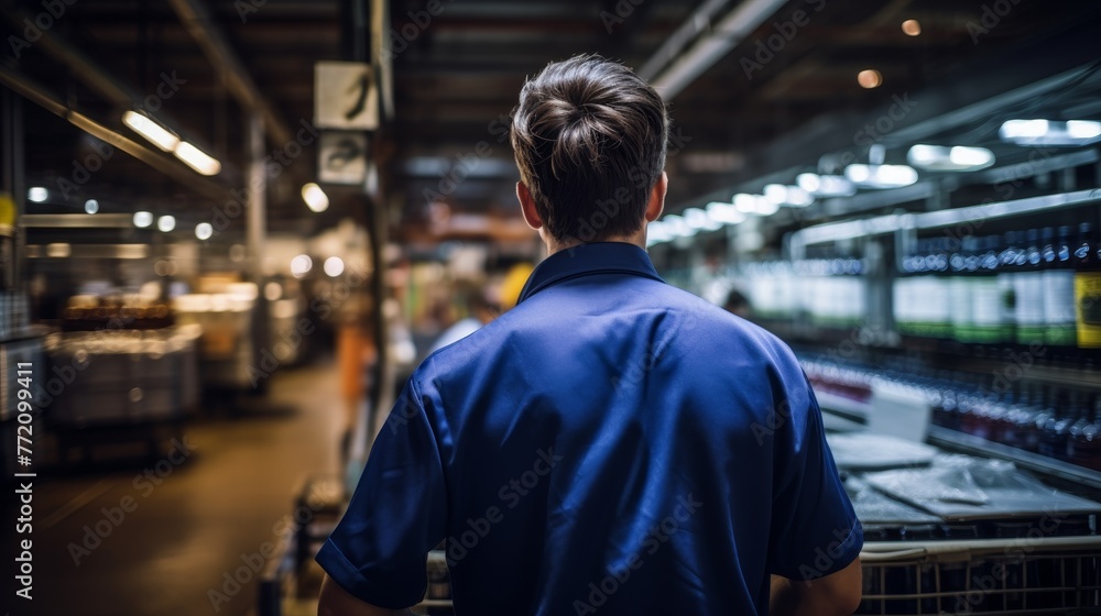 Serious Male Employee in Beverage Production Industry Serious Male Employee in Beverage Production Industry