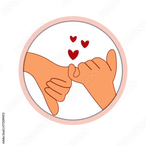 Pinky promise icon finger vector trustworthy swear cooperation friendship. Pinky promise emoji
