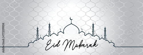 Creative mosque design for eid mubarak festival greeting design