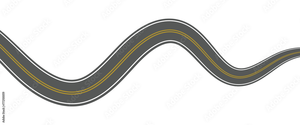 Straight and winding road road. Seamless asphalt roads template. Highway or roadway background. Vector illustration. Seamless highway marking Isolated on background. Straight and winding road road. Seamless asphalt roads template. Highway or roadway background. Vector illustration. Seamless highway marking Isolated on background.