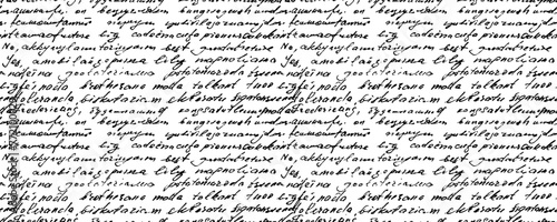 Seamless vector pattern with illegible text, abstract vintage background of illegible ink-written poetry.  Sweeping handwriting with crossed out words. Vector illustration of a poetic work written by 