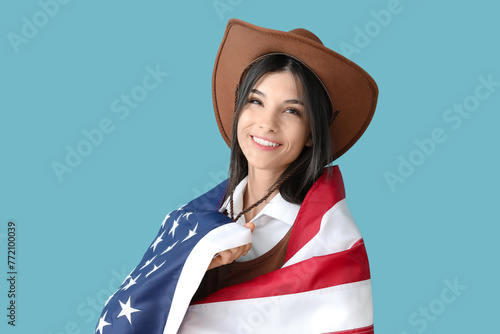 Beautiful happy young cowgi...