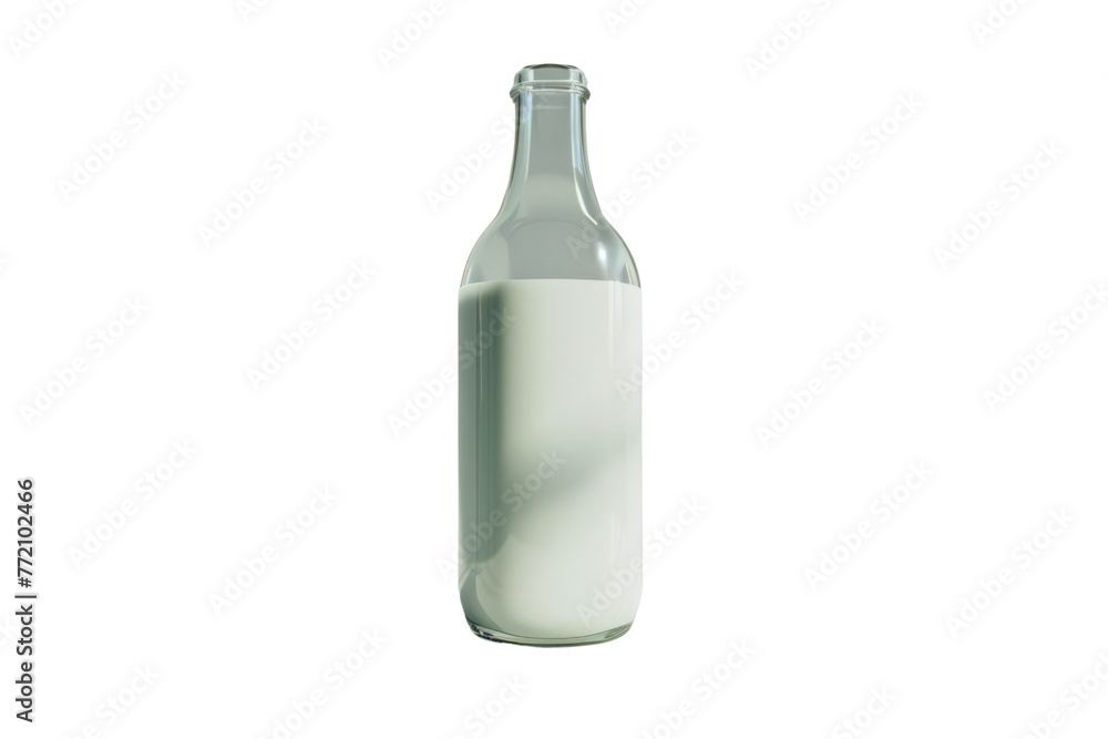 
Full glass bottle of milk on a white background