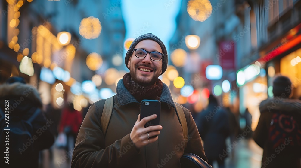 Celebrating Entrepreneur with Phone in Blurred Background, Celebrating, entrepreneur, phone, blurred background Celebrating Entrepreneur with Phone in Blurred Background, Celebrating, entrepreneur, phone, blurred background