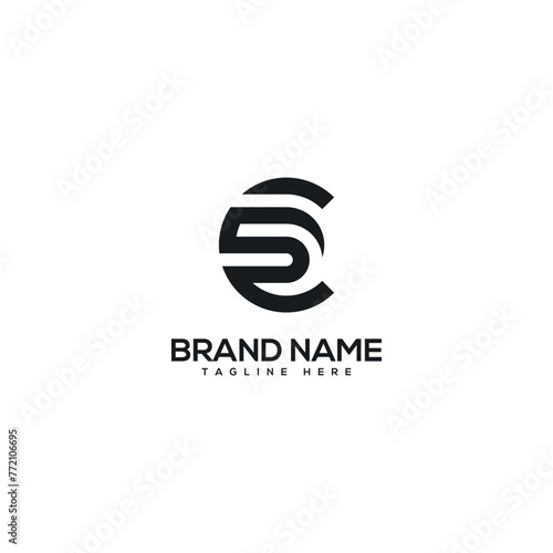 Abstract monogram letter CS SC logo design template, Initial vector symbol.