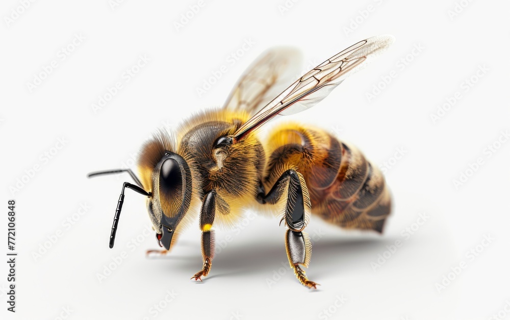 Bee isolated on white background. Close up of honeybee Bee isolated on white background. Close up of honeybee