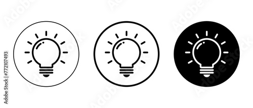 Light bulb line icon vector on black circle. Idea, creativity concept