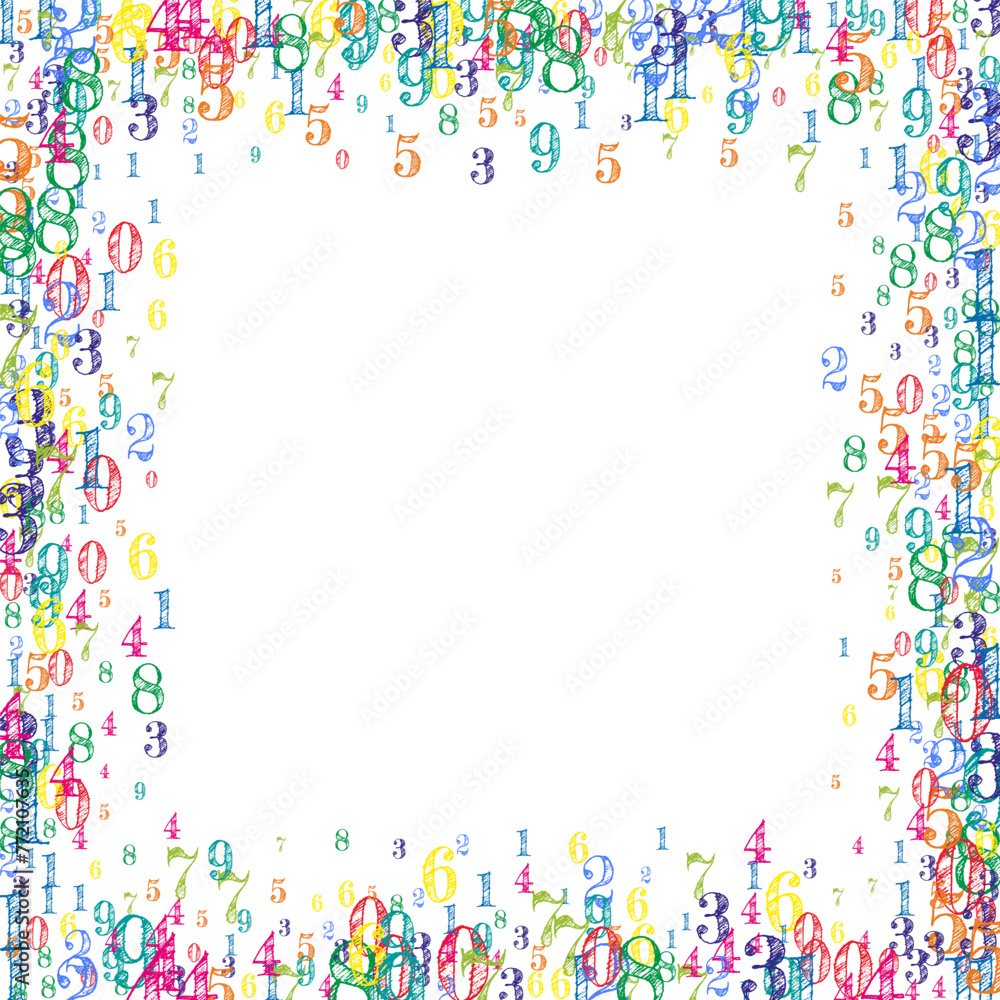 Flying colorful digits and numbers. School math Flying colorful digits and numbers. School math