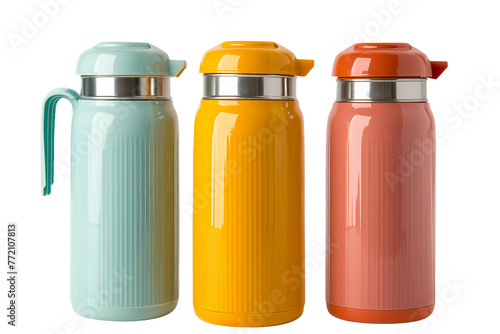Thermos flasks isolated on transparent background