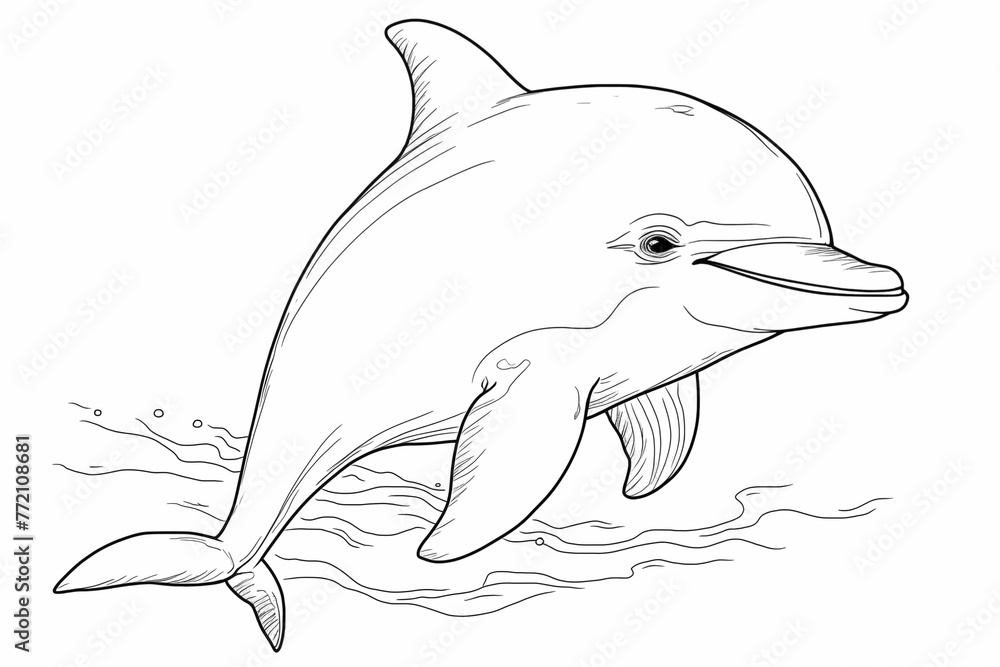 Fototapeta premium Coloring pages of sea animals for children to print. Coloring for school. Coloring for the house. Creative hobbies for children.