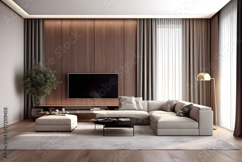 Luxury living room modern minimalist concept © akualip