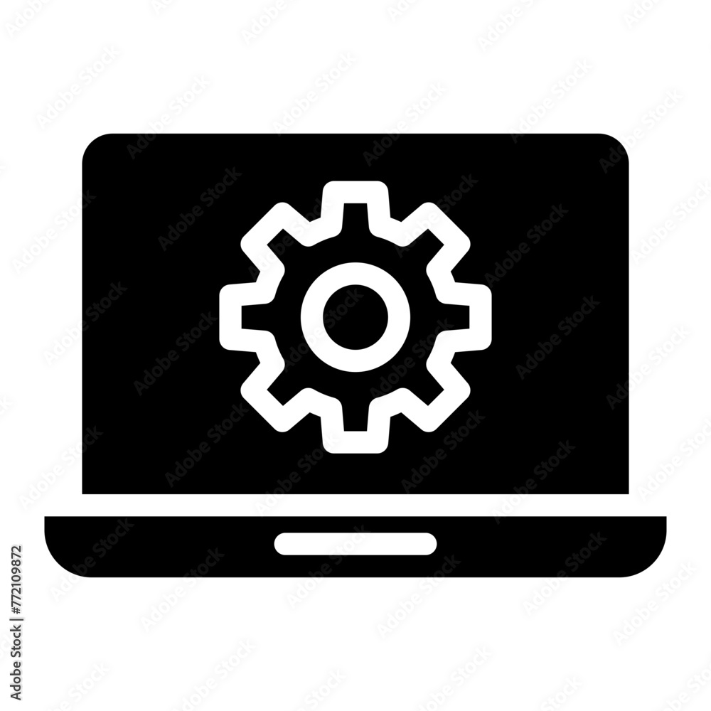 Gear on computer screen icon. Gear on computer screen icon.