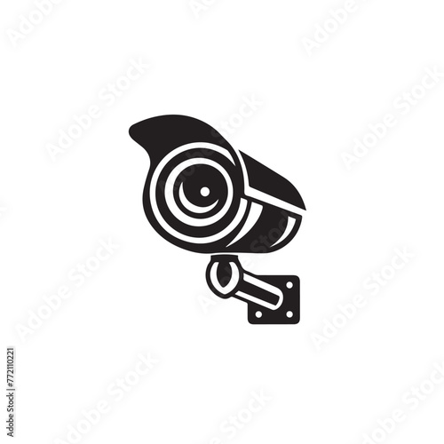 Cctv camera in cartoon, doodle style . Image for t-shirt, web, mobile apps and ui. Isolated 2d vector illustration in logo, icon, sketch style, Eps 10, black and white. AI Generative