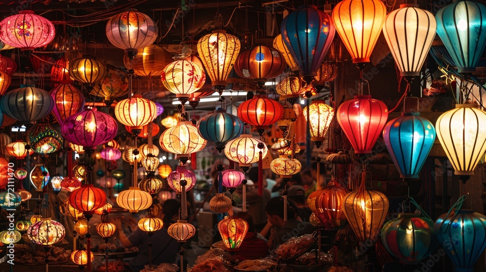 Glowing Lights and Colorful Lanterns A Vibrant Display for the Month of December Generative AI