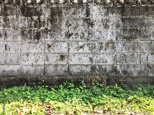 Old grunge concrete blocks wall background 