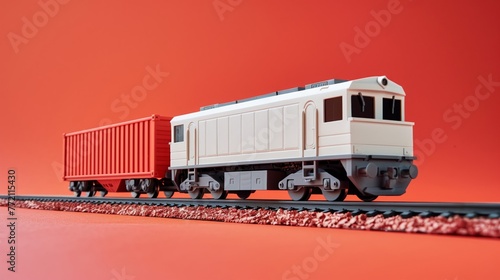 A clay style freight train with detailed cars for cargo transport