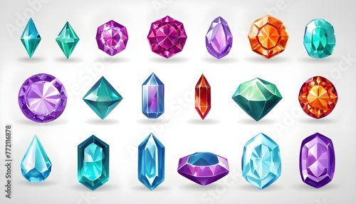 gem stones game design elements illustrations isolated on white background 