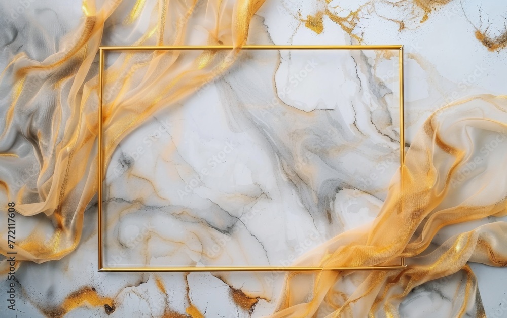 Golden frame on a marble background Golden frame on a marble background