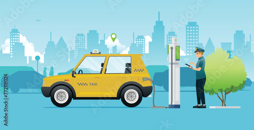 Electric taxi drivers are paying for energy charging.