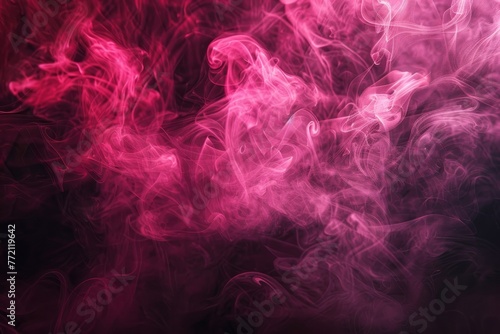 Closeup shot of swirling pink smoke against a dark background, creating a mesmerizing and mysterious atmosphere