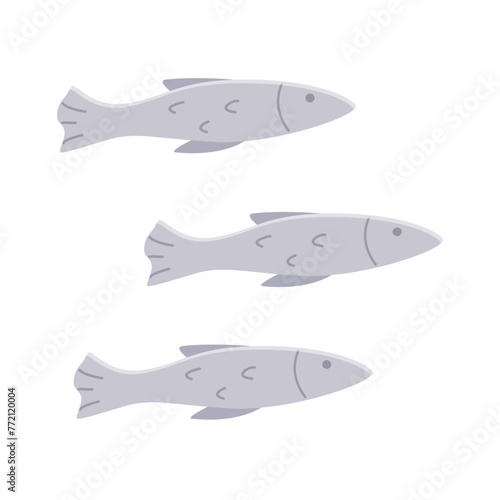 Fish doodle style. Vector illustration a flock of fish,  sprat fish saury capelin. © Elenglush