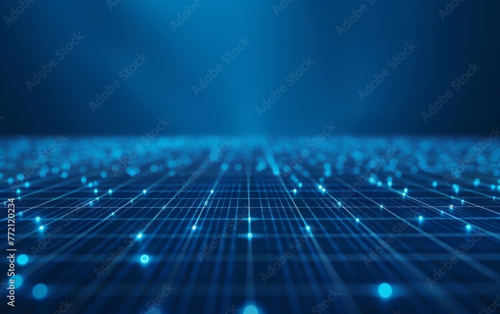 Ground with grid lines and blue background - obrazy, fototapety, plakaty 
