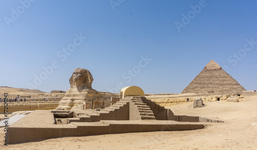 The Sphinx and Pyramid  Cairo  Egypt