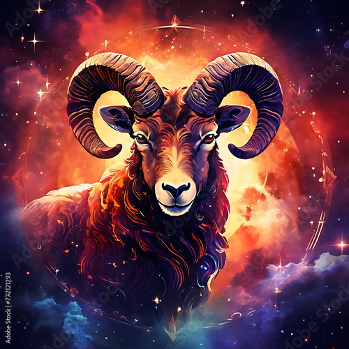 the astrological sign of aries set against a beautiful space nebula background astrology