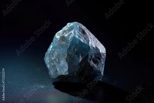Bazzite is a rare precious natural stone on a black background. AI generated. Header banner mockup with space.