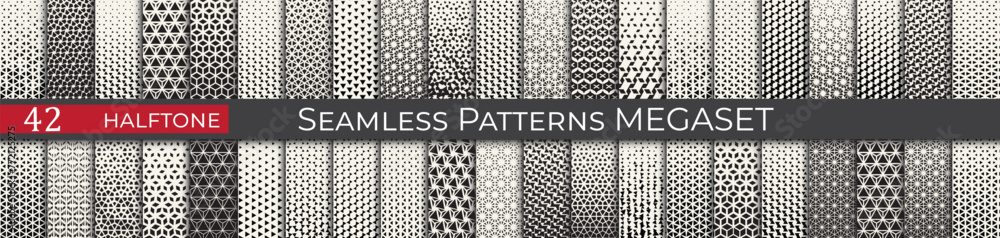 Triangle halftone pattern set. Unique hipster deco graphic. Subtle black and white patterns.