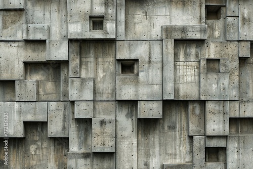Vintage Concrete Wall with Abstract Geometric Patterns 