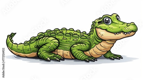 An illustration of a crocodile cartoon on a white background in modern format