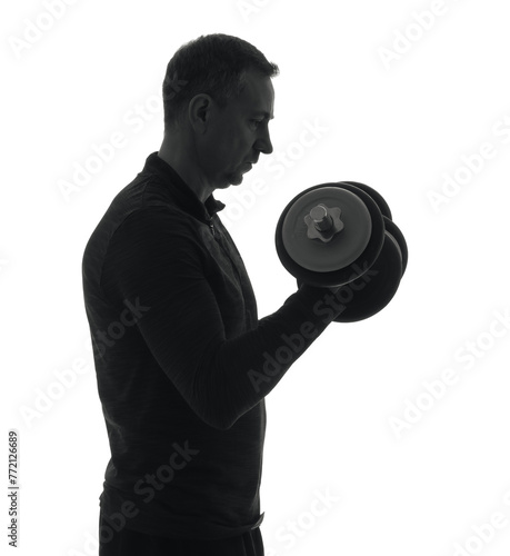 Silhouette of sporty mature...