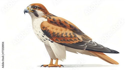 An illustration of an isolated cartoon falcon on a white background in modern format © Niko