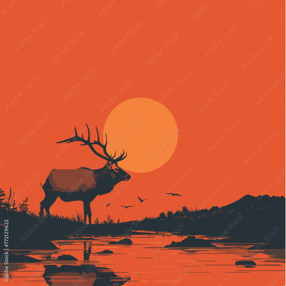 Elk Silhouette at Dawn