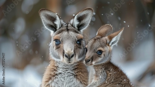 Kangaroo mother and baby. photo