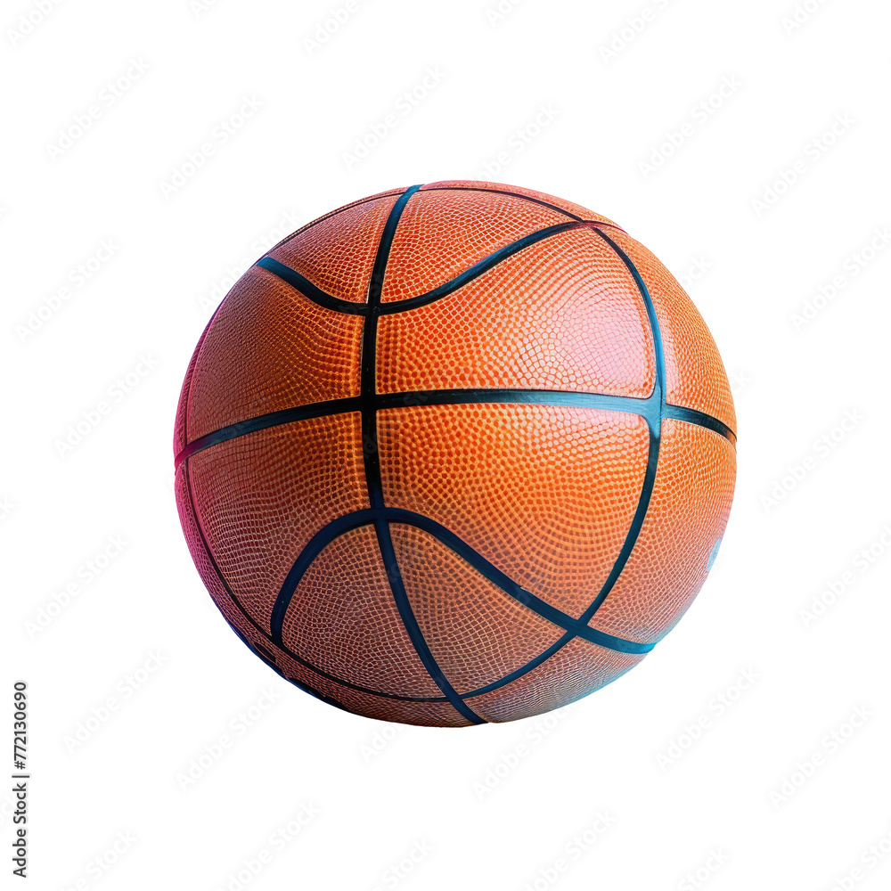 Basketball close up on transparent background, sports equipment, ball game, team sport