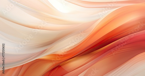 An abstract digital art piece featuring flowing, translucent fabrics in shades of orange and white against an elegant dark background