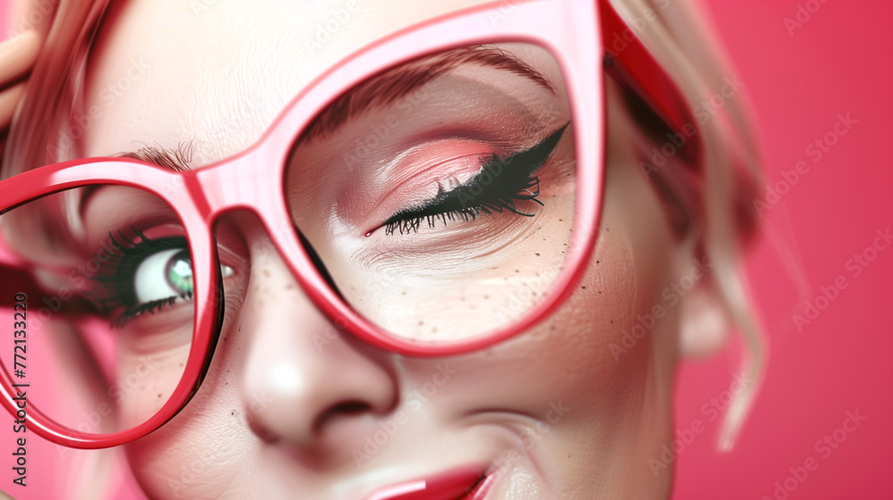 Closeup portrait of a woman wearing eyeglasses Closeup portrait of a woman wearing eyeglasses