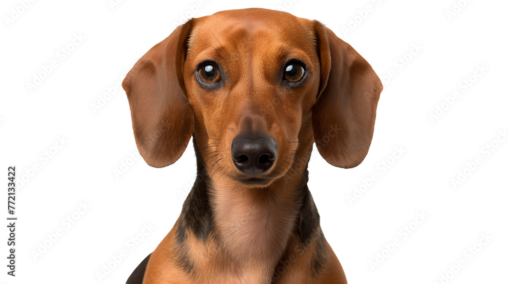 portrait of a dachshund isolated on transparent background