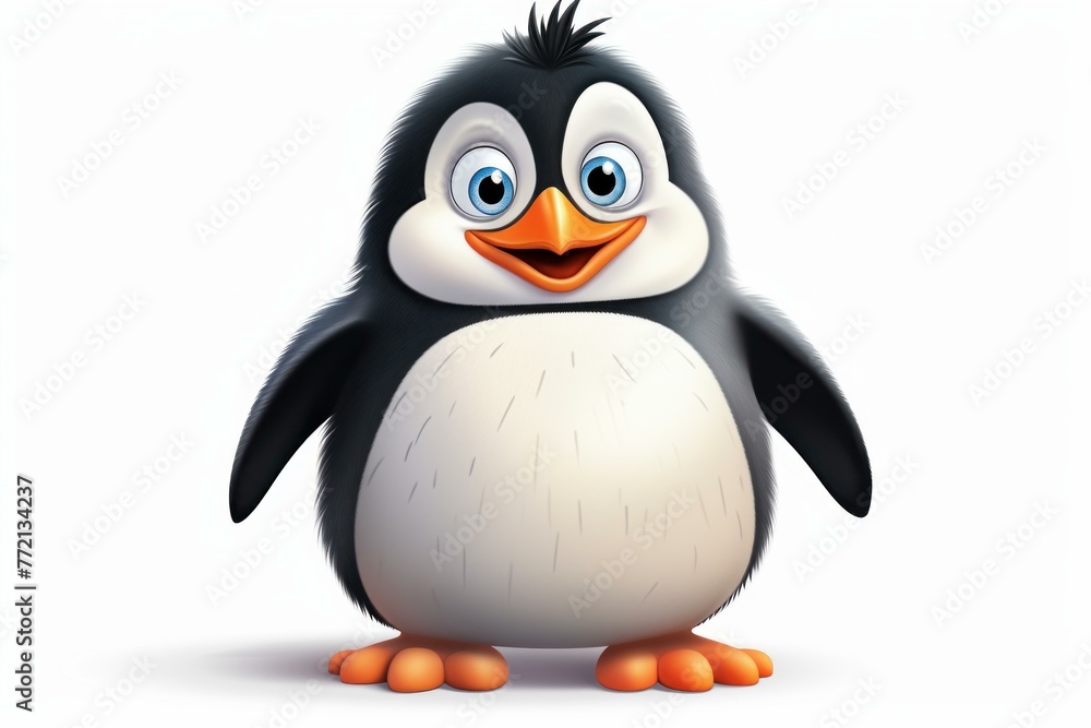 Fototapeta premium Humorous Penguin cartoon character. Wildlife fun animal adorable bird. Generate Ai