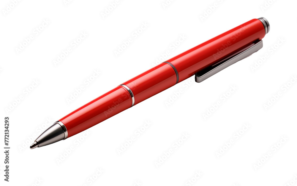 A vibrant red pen poised on a stark white surface A vibrant red pen poised on a stark white surface