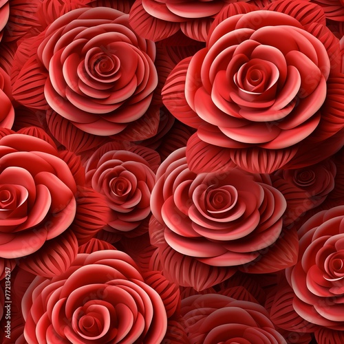 illustration of 3d rose flower pattern background  Generative ai