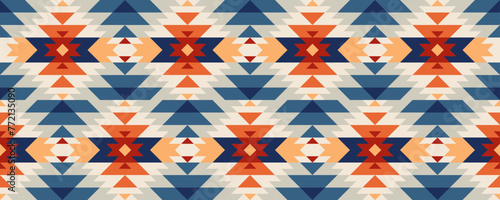 Traditional Native pattern, geometric shapes, seamless patterns and retro color tones for print or background. vector illustration
 photo