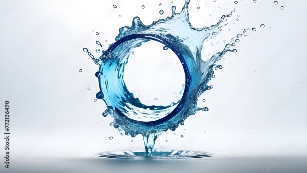 Fresh, clean water in motion, pure blue purity. Splashing waves, transparent circles Fresh, clean water in motion, pure blue purity. Splashing waves, transparent circles