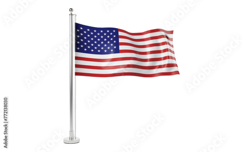 An American flag proudly flies on a pole, symbolizing patriotism and freedom
