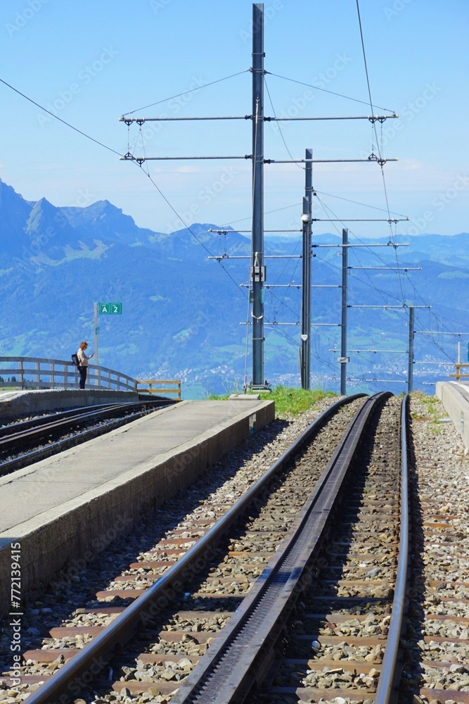 Cogwheel Train Tracks on Mount Rigi in Switzerland
