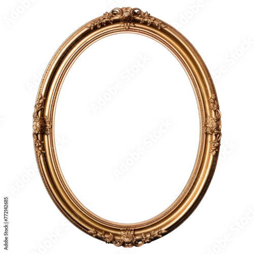 Antique round oval gold picture mirror frame
