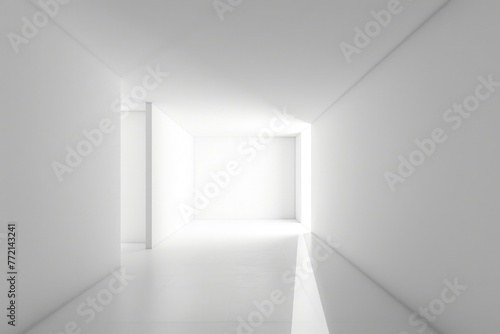 Box Room Design. Abstract White Empty Room with Blank Walls and Minimalist Interior