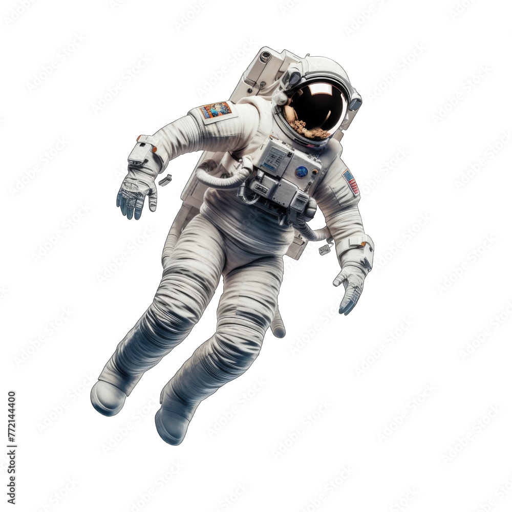 Astronaut in a space suit flying